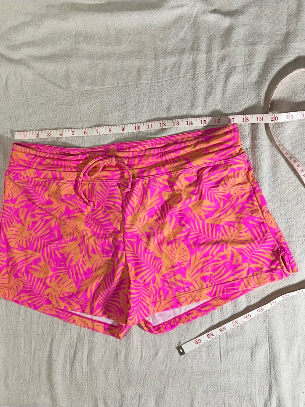 HEAT Swimwear, Tankini Set, Pink & Orange Tropical Palm, Size XL - Picture 10 of 16